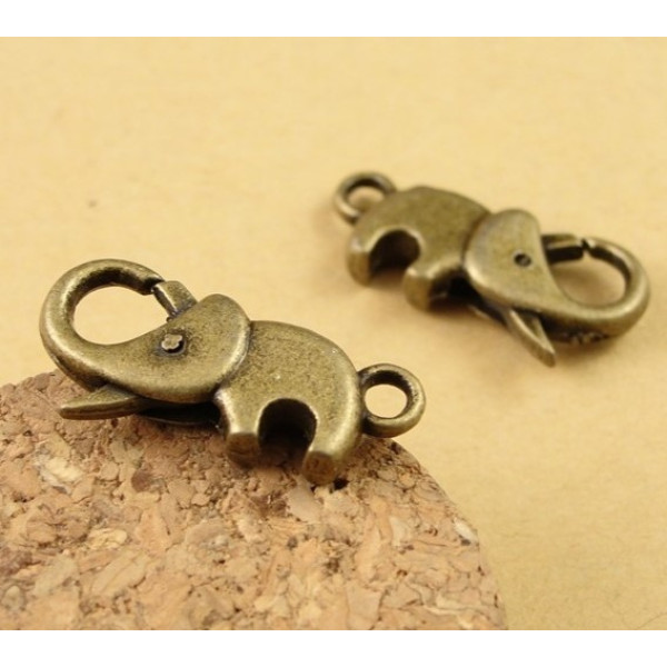 23mm Elephant Clasp, antiqued bronze