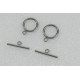 Toggle Clasp, Ring and Bar, Stainless Steel
