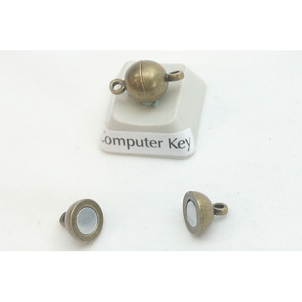 Magnetic clasp, 8mm Ball, antiqued bronze, each