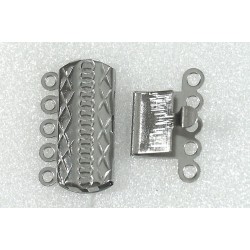Multi-strand pearl-style clasp, 19mm, 5 strand, 316 stainless steel