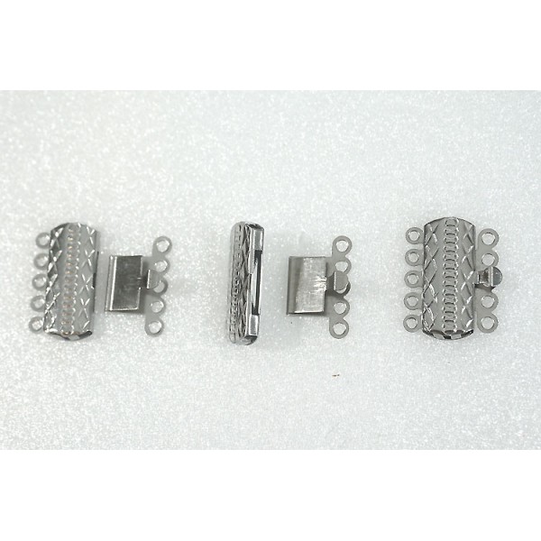 Multi-strand pearl-style clasp, 19mm, 5 strand, 316 stainless steel