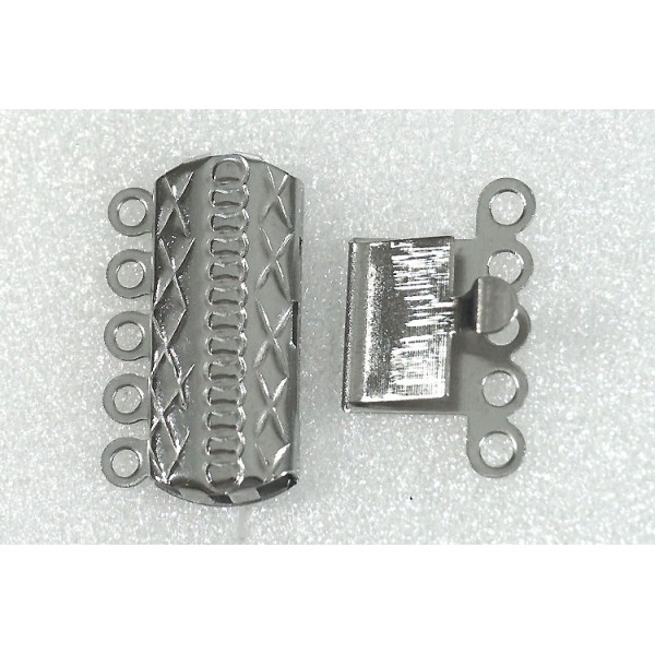 Multi-strand pearl-style clasp, 19mm, 5 strand, 316 stainless steel