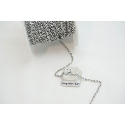 Chain by the Metre, approx 2.6mm wide links, flattened cable, 304 stainless steel