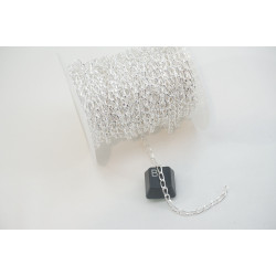 Chain by the metre, elongated Curb chain, Silver plate