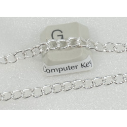 Chain by the metre, 4x6mm Curb link, Silver plate, steel base not soldered