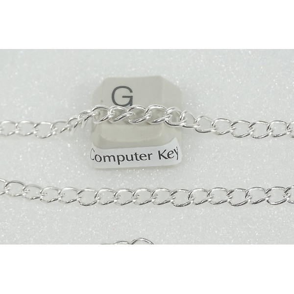 Chain by the metre, 4x6mm Curb link, Silver plate, steel base not soldered