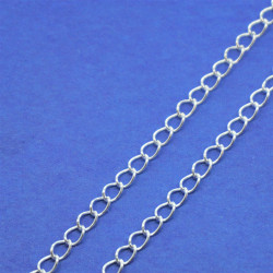 Chain by the metre, Curb link, 3.5x5.0mm, silver plate