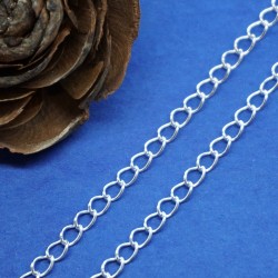Chain by the metre, Curb link, 3.5x5.0mm, silver plate