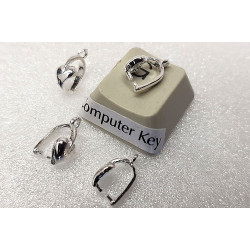 Pinch Bail, small with heart front, 10x4.8mm, silver plate, each