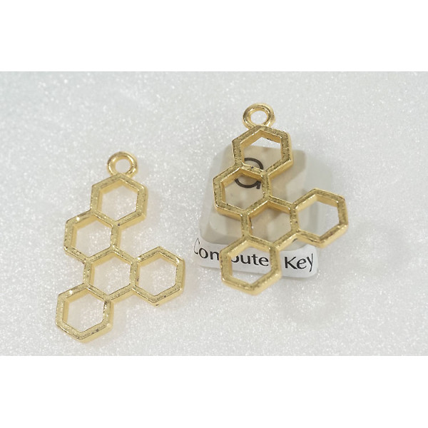 Charm / pendant, Beehive, 25mm, gold colour