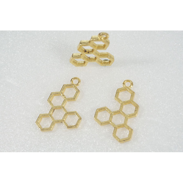 Charm / pendant, Beehive, 25mm, gold colour