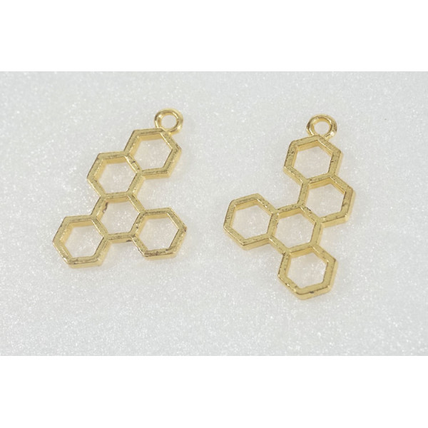 Charm / pendant, Beehive, 25mm, gold colour