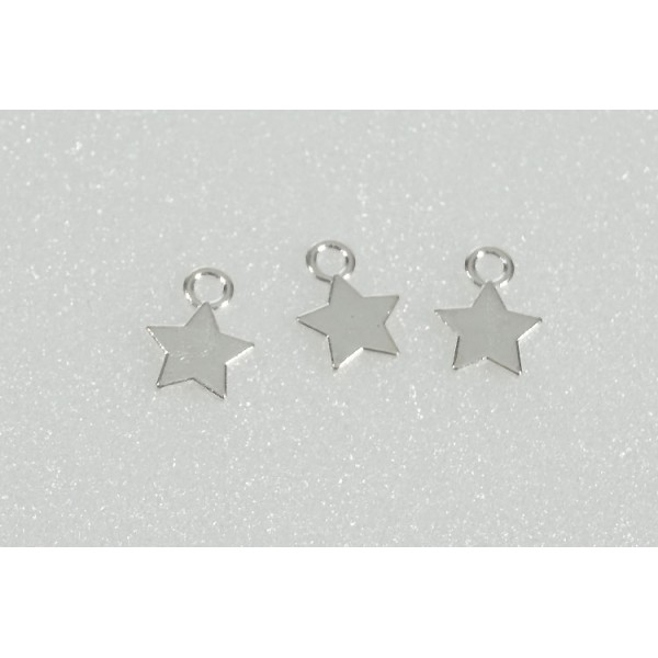 Charms, wee star charms, silver colour, bag of 20