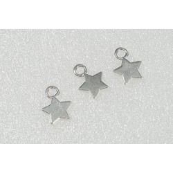 Charms, wee star charms, silver colour, bag of 20