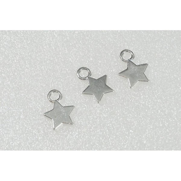 Charms, wee star charms, silver colour, bag of 20