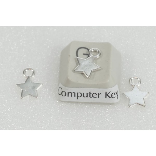 Charms, wee star charms, silver colour, bag of 20