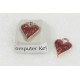 Charm, Red Glitter Heart, 10x12mm, light gold colour