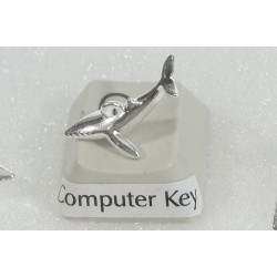 Tiny whale charm, 17mm, silver plate