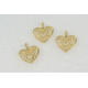 Filigree heart pendant / charm, sideways loop,16x14mm, gold colour