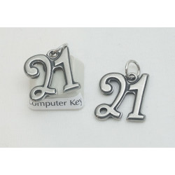 Pendant, Charm, number 21, stainless Steel