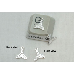 Tiny Whale Tail pendant / charm, sterling silver, 9mmx8mm