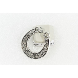 Horseshoe pendant with 2 loops, antiqued silver