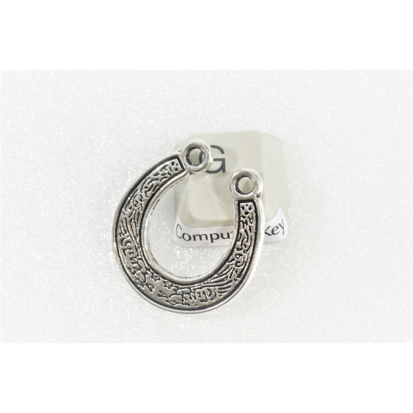 Horseshoe pendant with 2 loops, antiqued silver