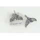 Whale Tail charm/pendant, 17x20mm, antiqued silver plate