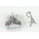 Whale Tail charm/pendant, 17x20mm, antiqued silver plate