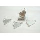 Heart connector, 3 loops, silver plate, 26mm