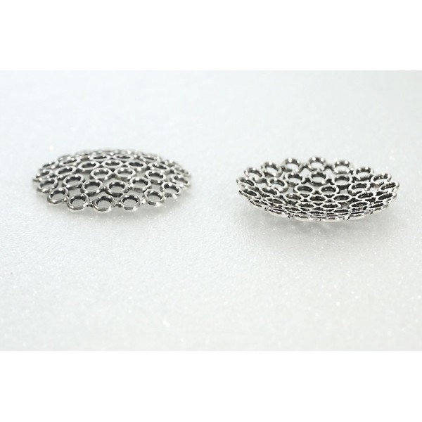 Connector, disc, with holes, setting, base, 25mm, antiqued silver