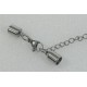 Cord Ends, 5mm hole, 304 Stainless Steel, with Lobster Claw Clasps and Extender chain, set
