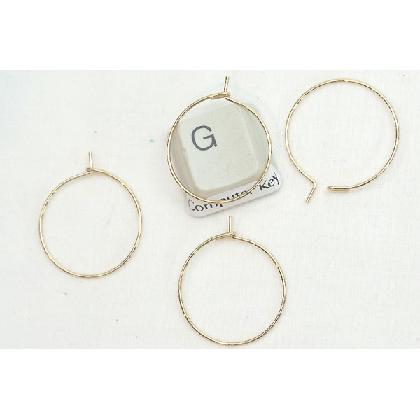 20mm gold colour 304 Stainless Steel wire loop / hoop, wine glass ring, earring hoop, each