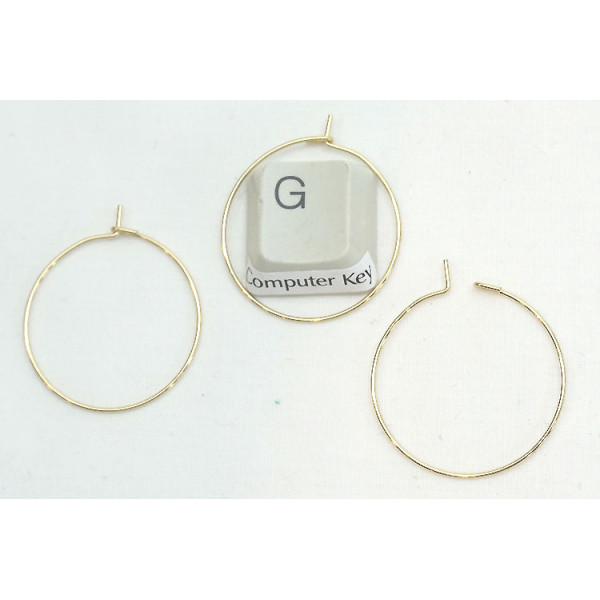 25mm gold colour Surgical Steel wire loop / hoop, wine glass ring, earring hoop, each