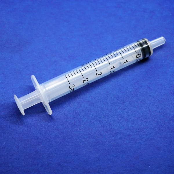 Syringe, plastic, 3ml, slip tip
