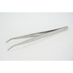 Beading Tweezer, angled tip with pointed end, stainless steel, 12cm