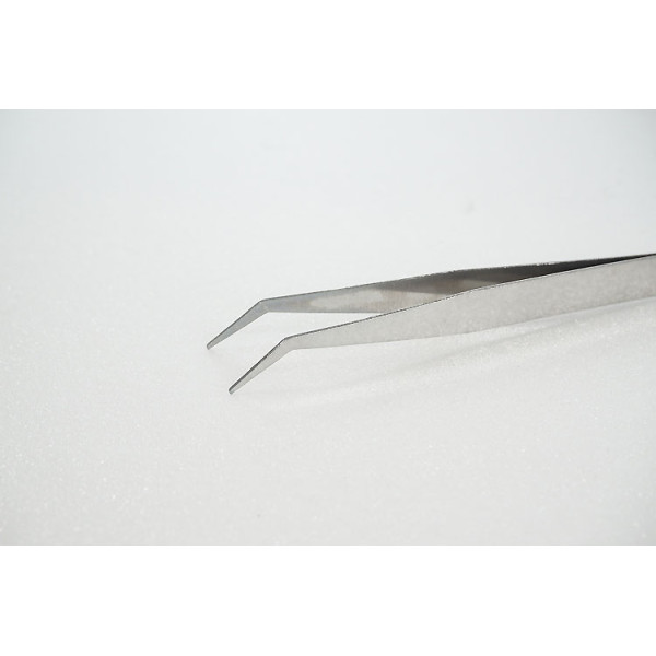 Beading Tweezer, angled tip with pointed end, stainless steel, 12cm
