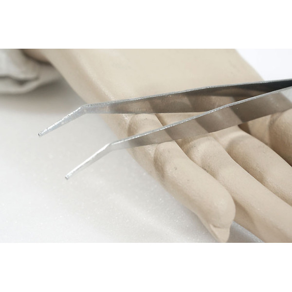 Beading Tweezer, angled tip with pointed end, stainless steel, 12cm