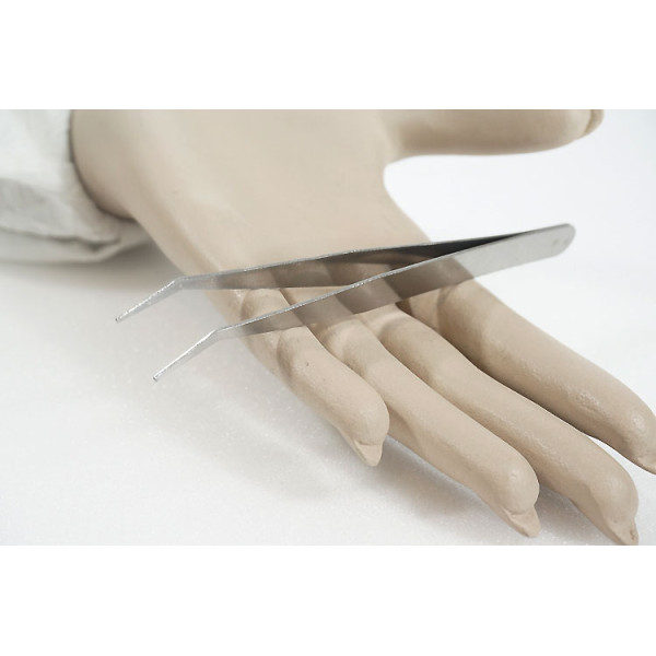Beading Tweezer, angled tip with pointed end, stainless steel, 12cm