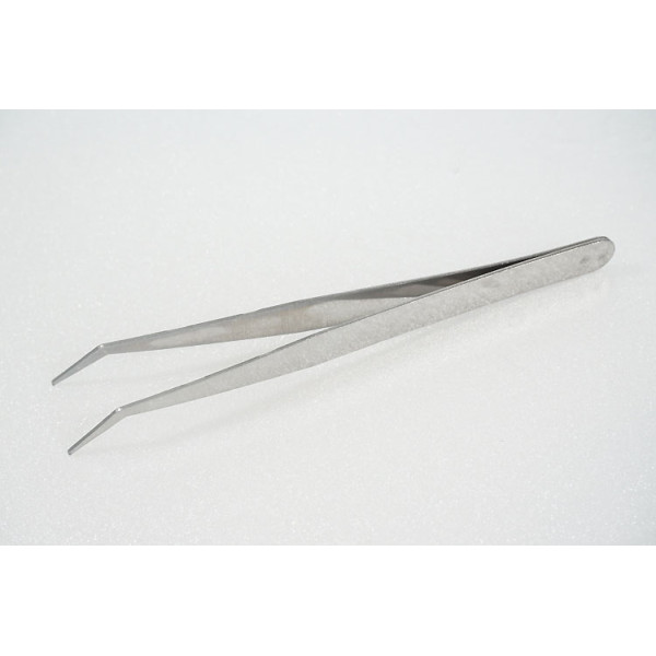 Beading Tweezer, angled tip with pointed end, stainless steel, 12cm