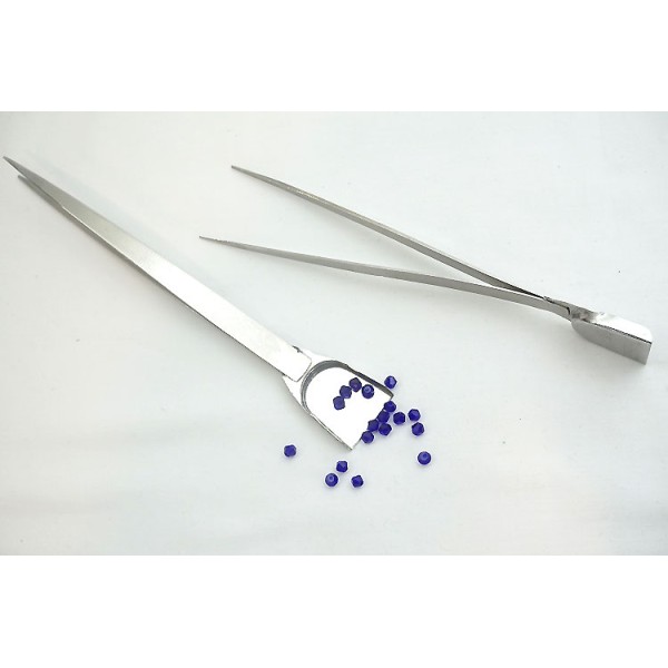 Beading Tweezer, with bead scoop / shovel,  stainless steel