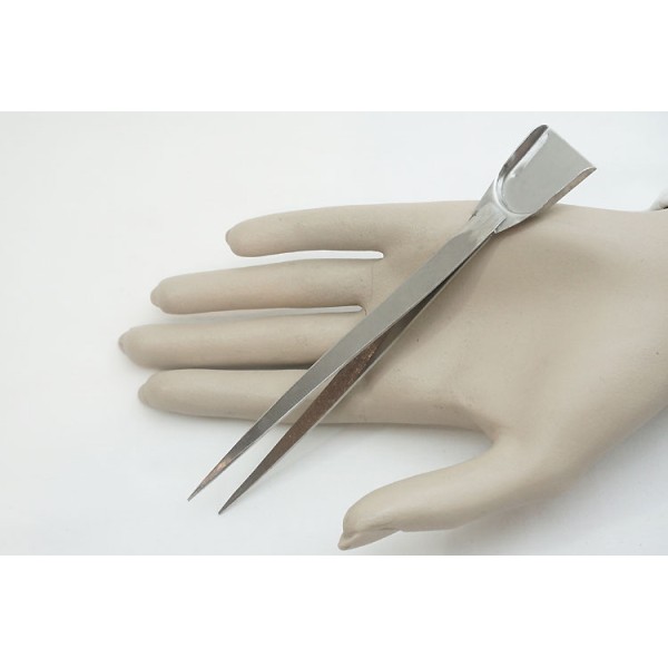 Beading Tweezer, with bead scoop / shovel,  stainless steel