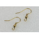 Earring hook with ball & coil, raw brass, per pair
