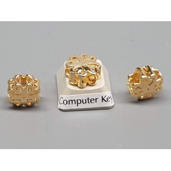 Large hole Metal Bead, pretty flower, 3.5mm hole, 14ct gold plated