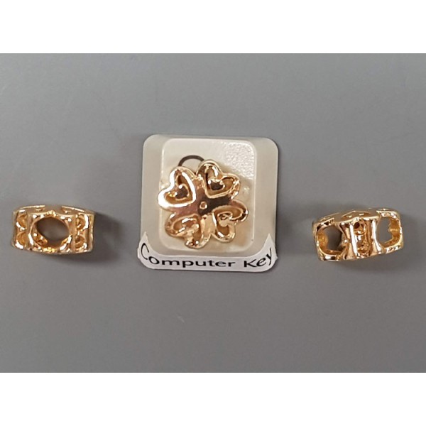 Large hole Metal Bead, pretty flower, 3.5mm hole, 14ct gold plated