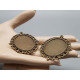 Double Sided 40x30mm oval Bezel setting, fancy filigree, NF ant bronze