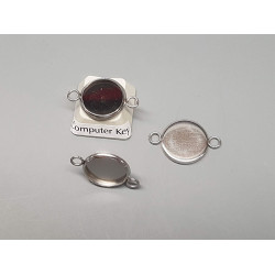 12mm Cabochon bezel setting, round, 2 loops front facing, stainless steel