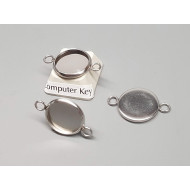 12mm Cabochon bezel setting, round, 2 loops front facing, stainless steel