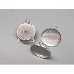 20mm Cabochon bezel setting, round, 1 loop front facing, stainless steel