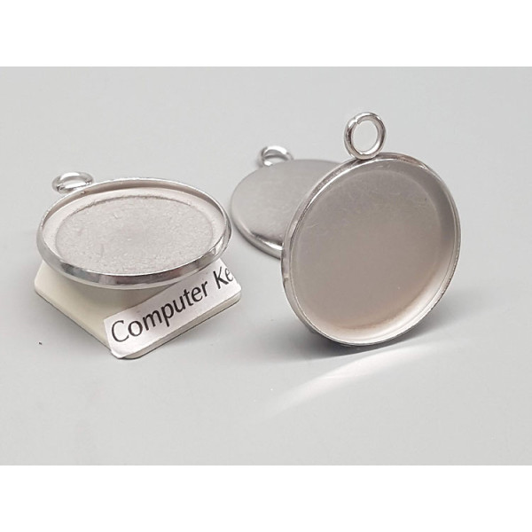 20mm Cabochon bezel setting, round, 1 loop front facing, stainless steel